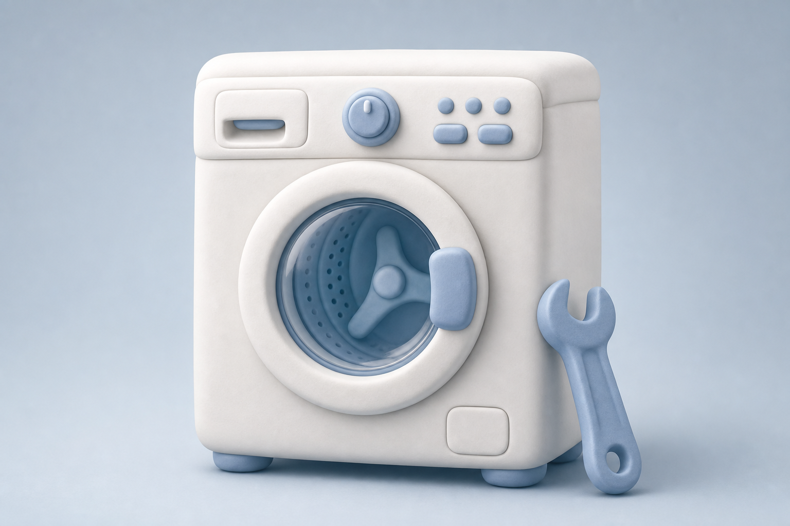 Claymorphism illustration of a front load washing machine