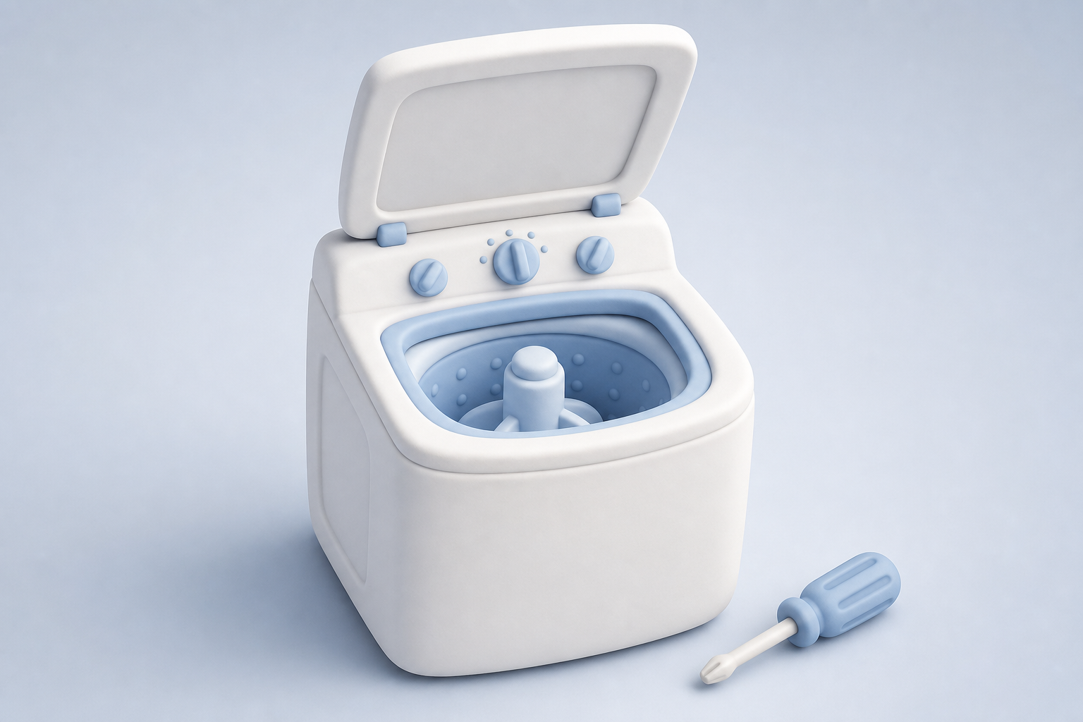 Claymorphism illustration of a top load washing machine