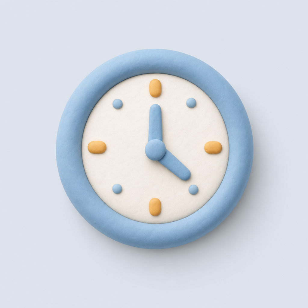 Clay clock icon for working hours