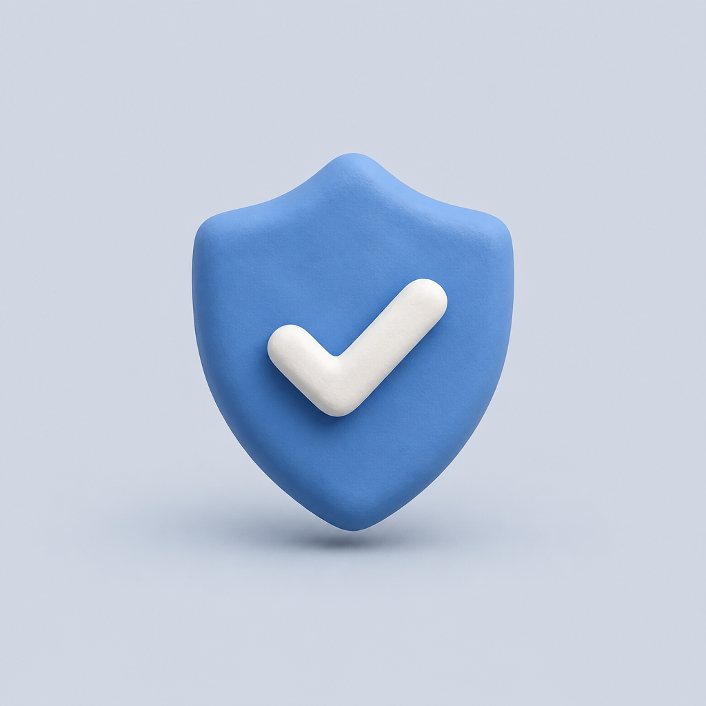 Clay shield with checkmark icon