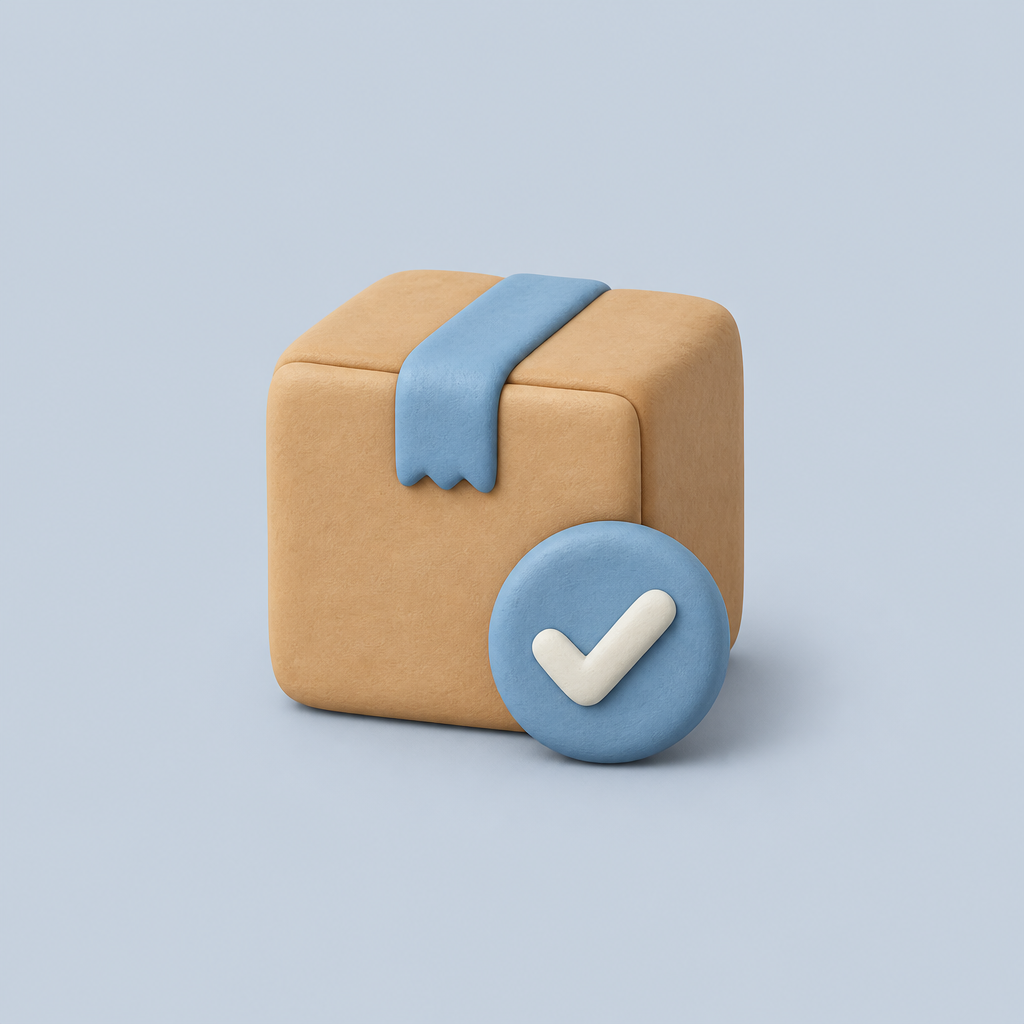 Clay package with checkmark icon