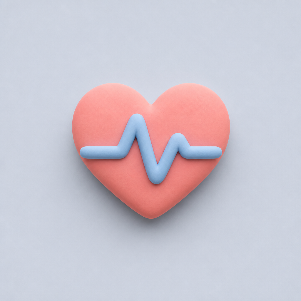 Clay heart with pulse icon
